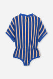 Combi Romy Dolce Vita Stripes | Playsuit met blauwe en roze strepen en elastische taille | Little Fashion Addict