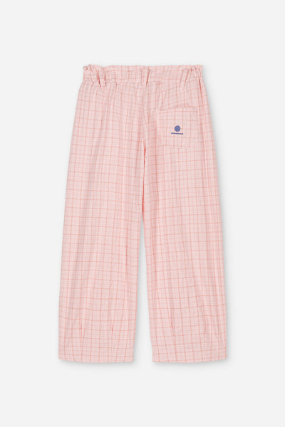 Pantalon Elia Pink Checks van We Are Kids – Vrolijke lichtroze meisjesbroek met ruitjespatroon, gemaakt van biologisch katoen | Verkrijgbaar bij Little Fashion Addict