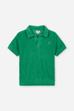 We Are Kids Polo Leonard Terry Real Green – Sportieve polo voor jongens en meisjes in real green, gemaakt van biologisch katoen | Verkrijgbaar bij Little Fashion Addict