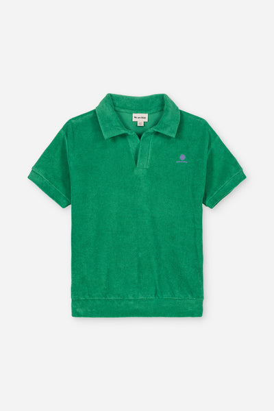 We Are Kids Polo Leonard Terry Real Green – Sportieve polo voor jongens en meisjes in real green, gemaakt van biologisch katoen | Verkrijgbaar bij Little Fashion Addict