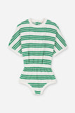 Combi Romy Terry Green Sporty Stripes | Jumpsuit met donkergroene strepen voor meisjes vanaf 4 jaar uit de collectie Mare e sole van We Are Kids. Verkrijgbaar bij Little Fashion Addict
