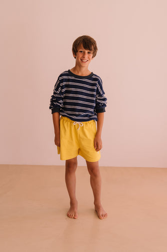 Sweat Nat Navy Stripes | Gestreepte sweater in badstof donkerblauw voor jongens We Are Kids | Verkrijgbaar bij Little Fashion Addict