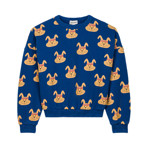 Sweater Tony Allover Rabbits blauw met konijnenprint voor jongens en meisjes van We Are Kids | Ontdek We Are Kids bij Little Fashion Addict