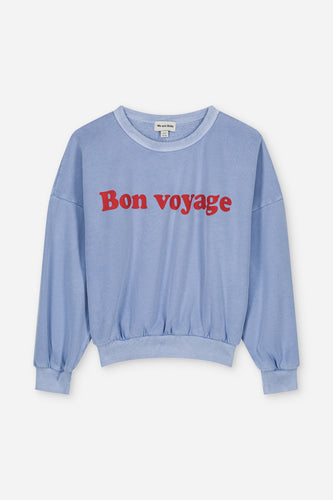 We Are Kids Sweat Tony Blue Sky BonVoyage – Unisex sweater met 'Bon Voyage' tekst voor jongens en meisjes, gemaakt van biologisch katoen | Verkrijgbaar bij Little Fashion  Addict