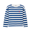 Blauw-wit gestreepte jongenssweater van We Are Kids met rood detail vooraan. | Sweat Tony Blue Stripes van We Are Kids