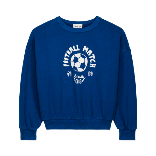 Sweater Tony Football in midnight blue met voetbalprint voor jongens en meisjes van We Are Kids | Ontdek We Are Kids bij Little Fashion Addict