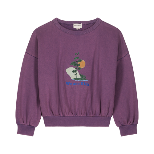 We Are Kids sweater voor meisjes, paars met winterse tekening. | Verkrijgbaar bij Little Fashion Addict