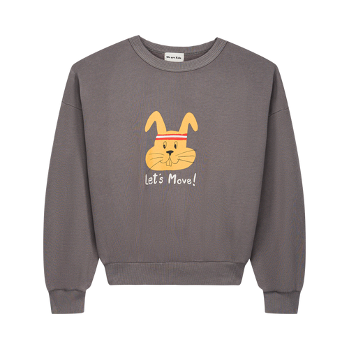 Jongenssweater Tony Rabbit in donkergrijs (volcano) met konijnenprint van We Are Kids | Ontdek We Are Kids bij Little Fashion Addict