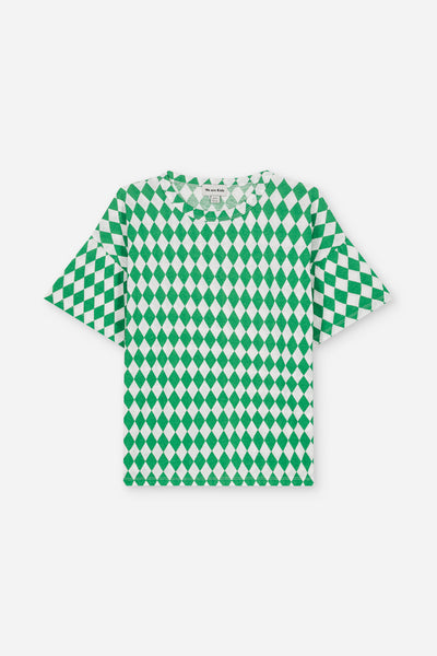 We Are Kdis T-shirt Dylan Green Diamonds – Vrolijk eT-shirt voor meisjes met groen diamantenpatroon, gemaakt van biologisch katoen | Verkrijgbaar bij Little Fashion Addict