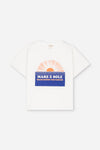 We Are Kids T-shirt met korte mouwen in Just White met Mare e Sole print voor jongens en meisjes vanaf 4 jaar. Verkrijgbaar bij Littlefashionaddict