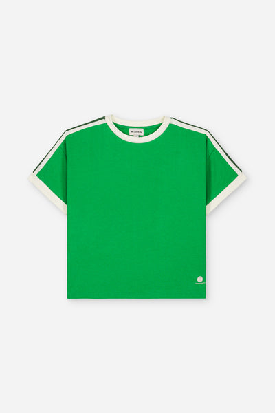 T-shirt Tee Taylor Vibrant Green van We Are Kids voor jongens met groene short. | Tee Taylor Vibrant Green van We Are Kids - Verkrijgbaar bij Little Fashion Addict.