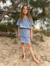 We Are Kids Bree Organic Sponge Topje Grey Blue – Meisjes topje van biologisch katoen, grijsblauw van kleur, met spongy textuur | Verkrijgbaar bij Little Fashion Addict