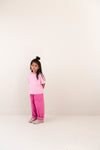 Livia T-shirt Fuchsia Pink van Jenest – roze meisjes T-shirt met bloemenprint op de rug | verkrijgbaar bij Little Fashion Addict