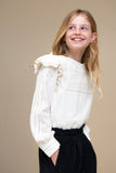 Kledingmerk: By-Bar - Girls fashion brand - Girls Demi Blouse - Kleur: Off White - Van 4 tot 12 jaar beschikbaar bij littlefashionaddict.com