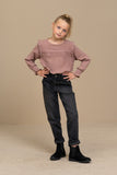 Little Fashion Addict - By-Bar - Girls fashion brand - Zwarte denim broek / Smiley Pant - Van 4 tot 12 jaar beschikbaar bij Little Fashion Addict