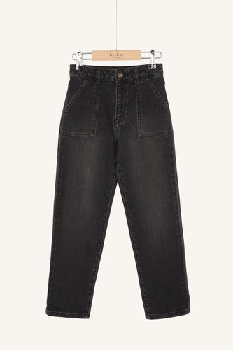 Little Fashion Addict - By-Bar - Girls fashion brand - Zwarte denim broek / Smiley Pant - Van 4 tot 12 jaar beschikbaar bij Little Fashion Addict